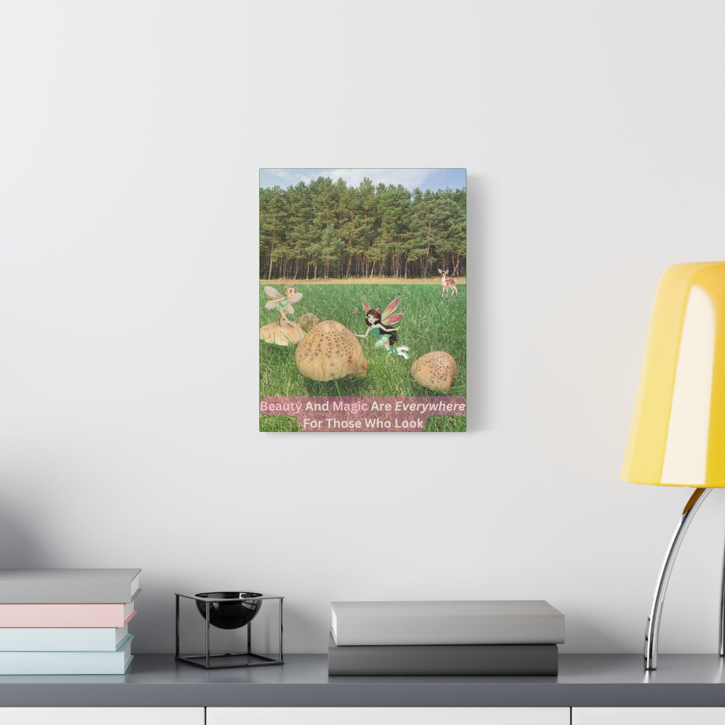 Canvas Art, Whimsical Fairies And Forest With Inspirational Quote