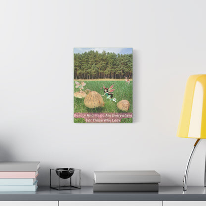Canvas Art, Whimsical Fairies And Forest With Inspirational Quote