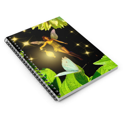 Fairy And Blue Butterfly In A Flower Garden- Notebook Ruled Line