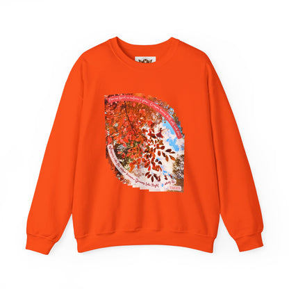Crewneck Sweatshirt- Autumn Fairies and Crimson Leaves Design