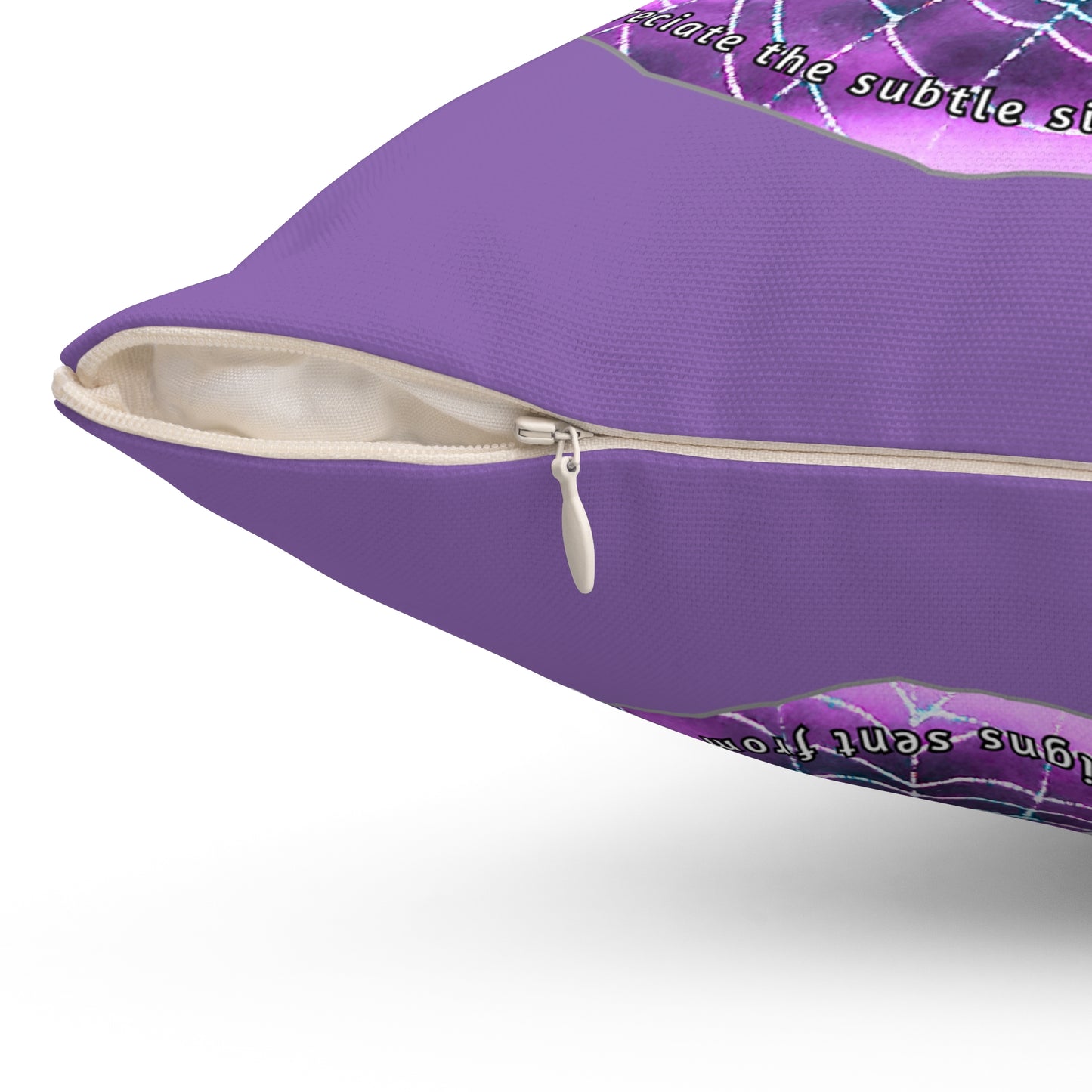 Nature Poetry Square Pillow - Glistening Web Theme