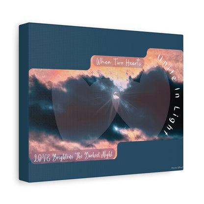 Stretched Canvas - 'When Two Hearts Unite in Light' Romantic Wall Art