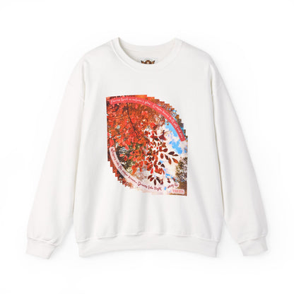 Crewneck Sweatshirt- Autumn Fairies and Crimson Leaves Design