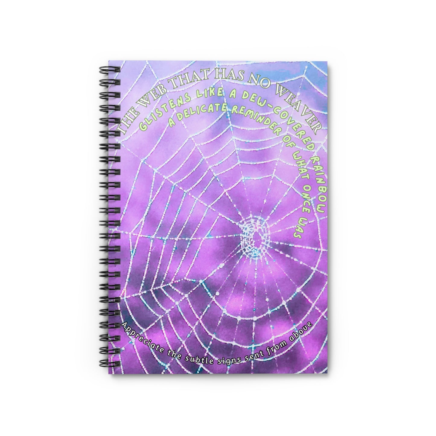 Nature Poetry Spiral Notebook - Ruled Line, Glistening Web Theme