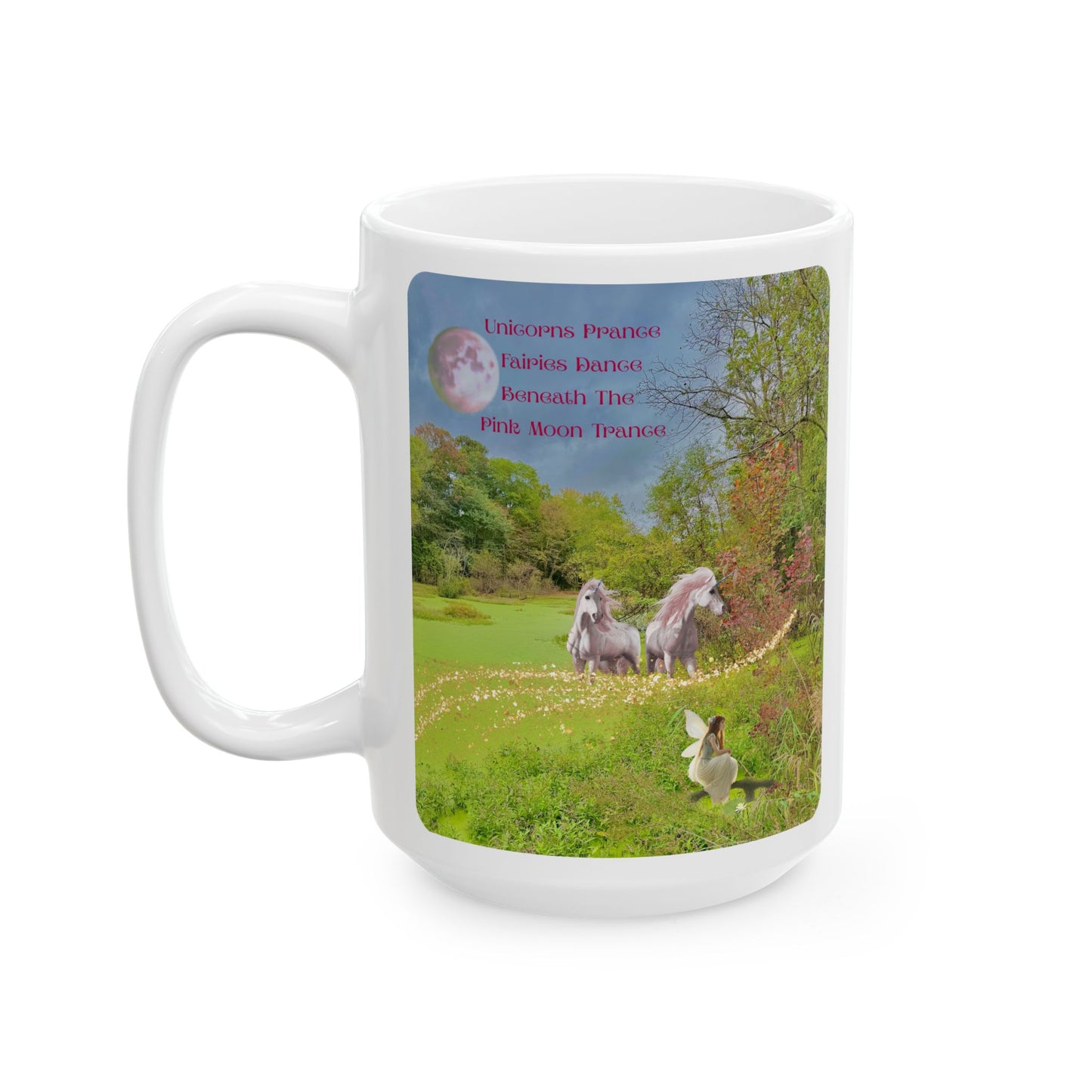 Ceramic Mug-Whimsical Unicorn and Fairy Autumn Vibe Nature Scene