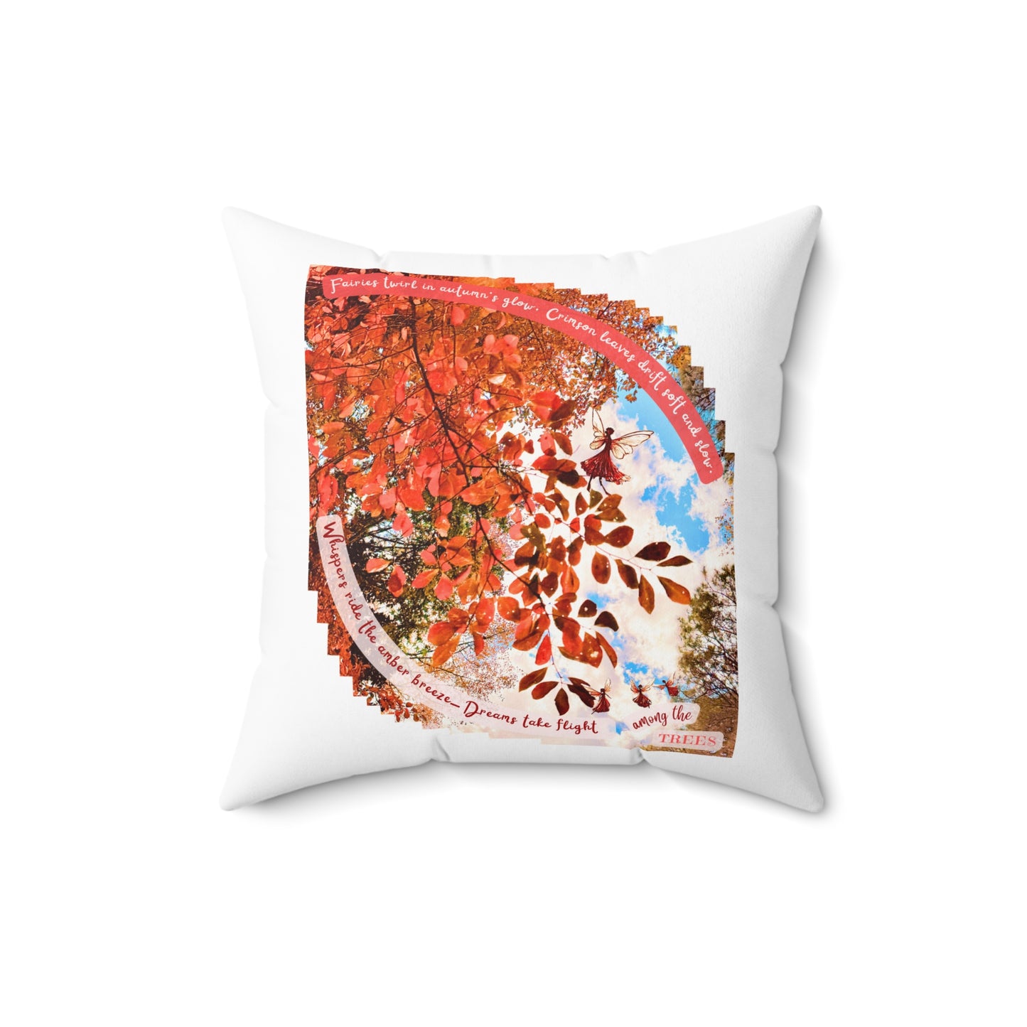 Square Pillow- Autumn Fairies and Leaves Design