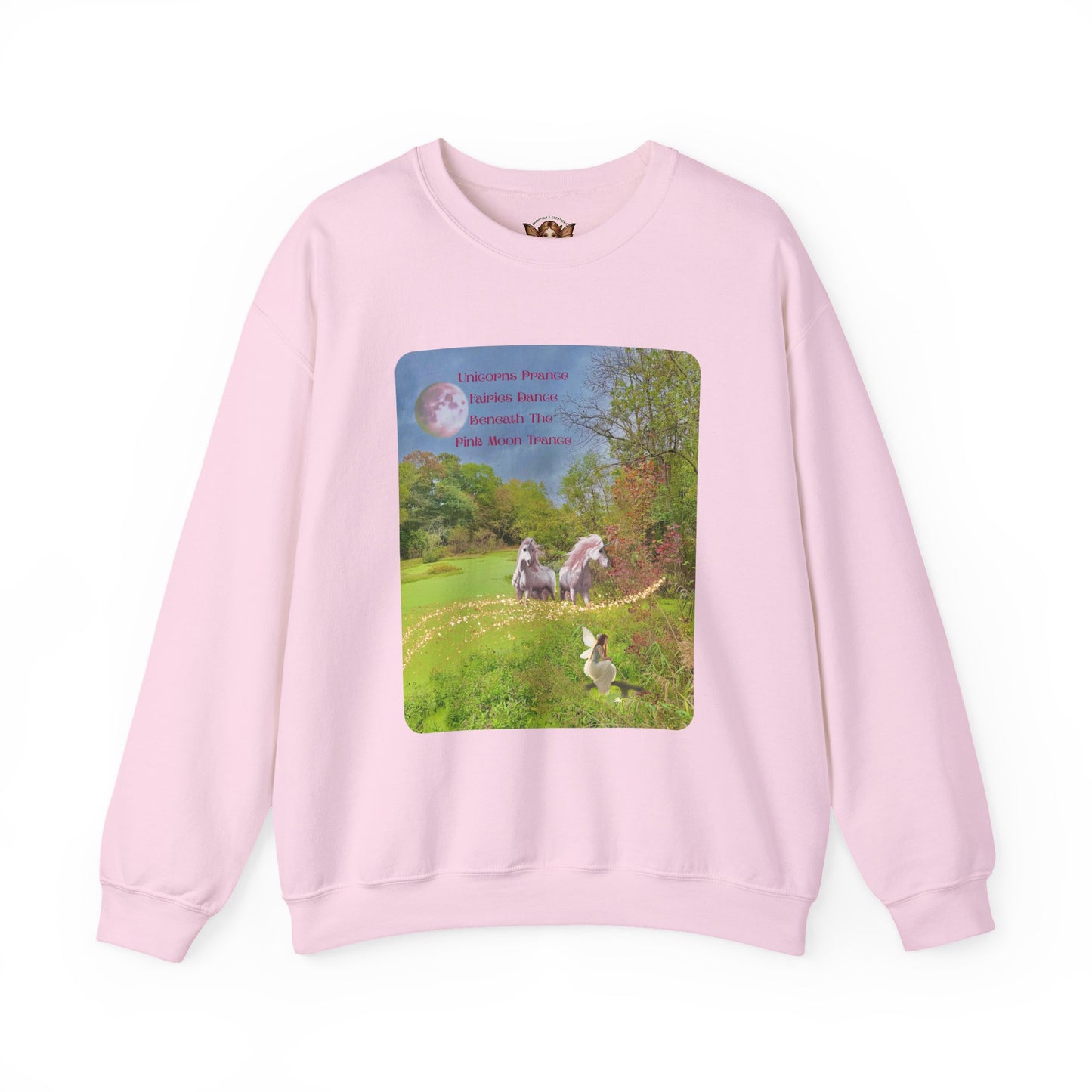 Crewneck Sweatshirt-Whimsical Unicorn and Fairy Autumn Vibe Nature Scene