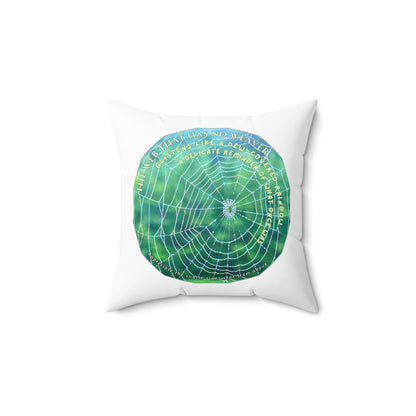 Nature Poetry Square Pillow - Glistening Web Theme