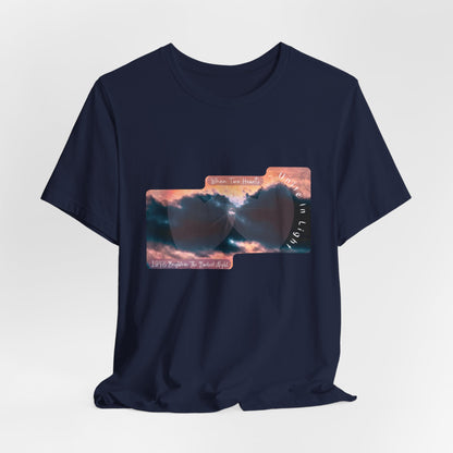 Unisex Short Sleeve Tee- Stormy Sky, Two Hearts And Sun Design