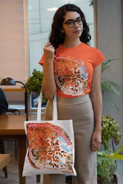 Tote Bag - Cozy Autumn Fairies and Crimson Leaves Design