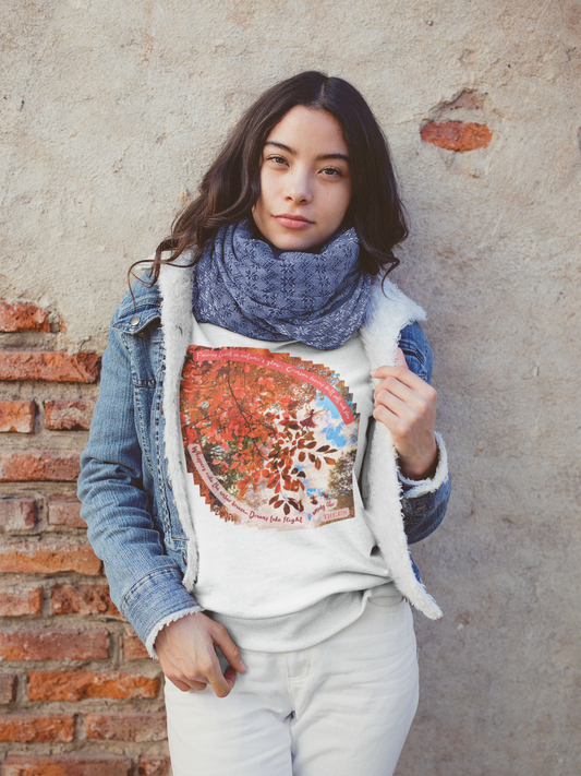 Crewneck Sweatshirt- Autumn Fairies and Crimson Leaves Design