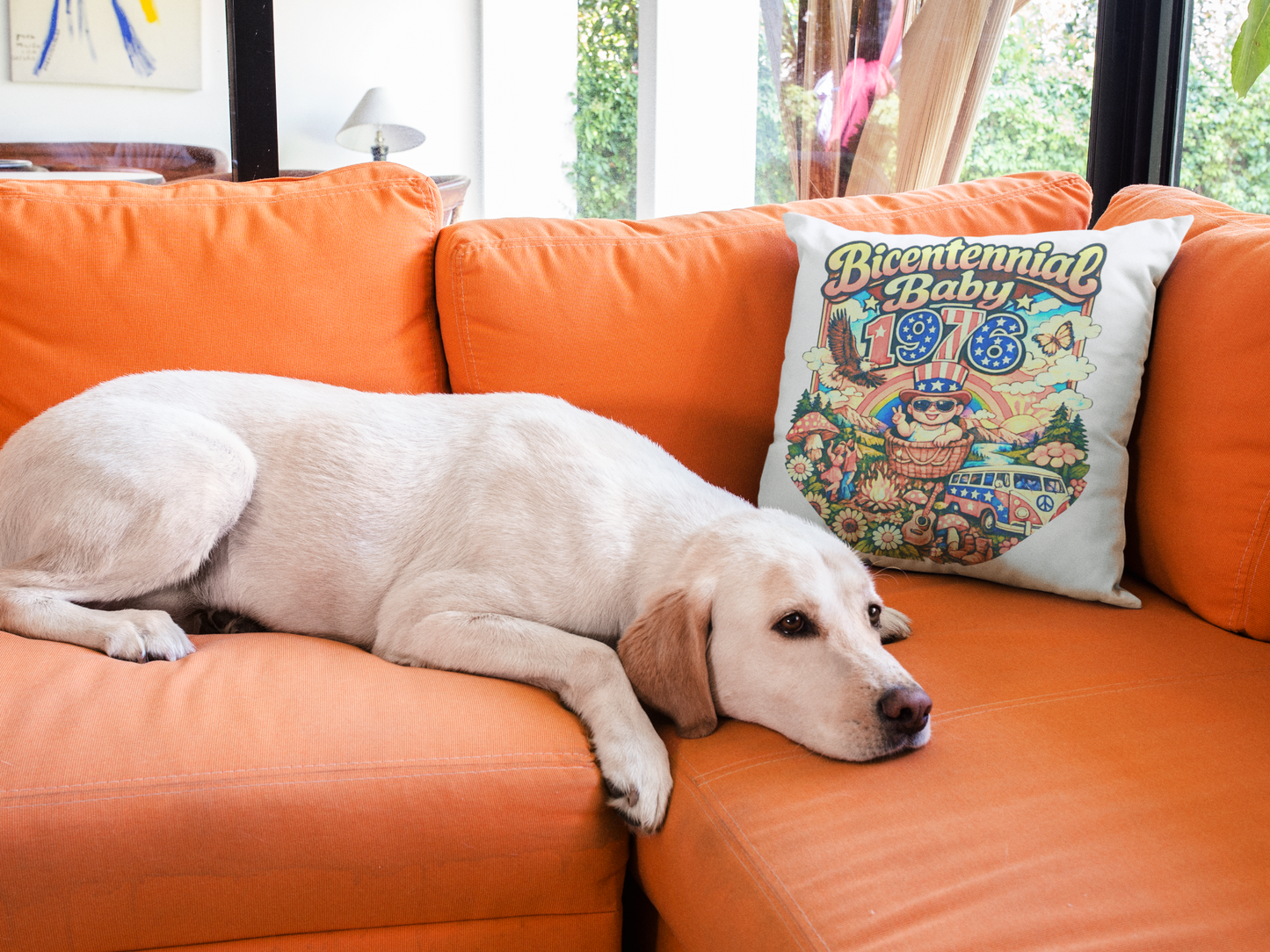 Square Pillow- Bicentennial Birthday Design