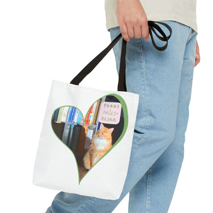 Cat Lover Tote Bag — “Purrs and Pages Equals Bliss”
