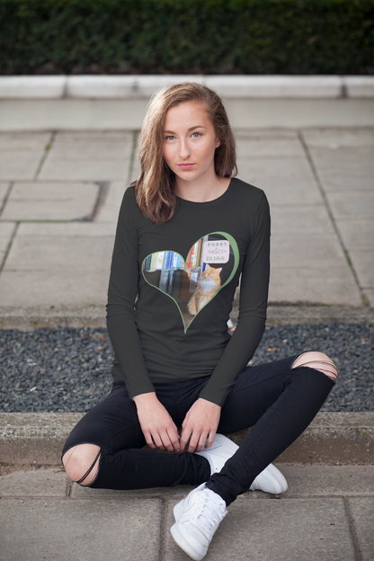 Purrs and Pages Equals Bliss — Cat And Book Lover Long Sleeve Tee