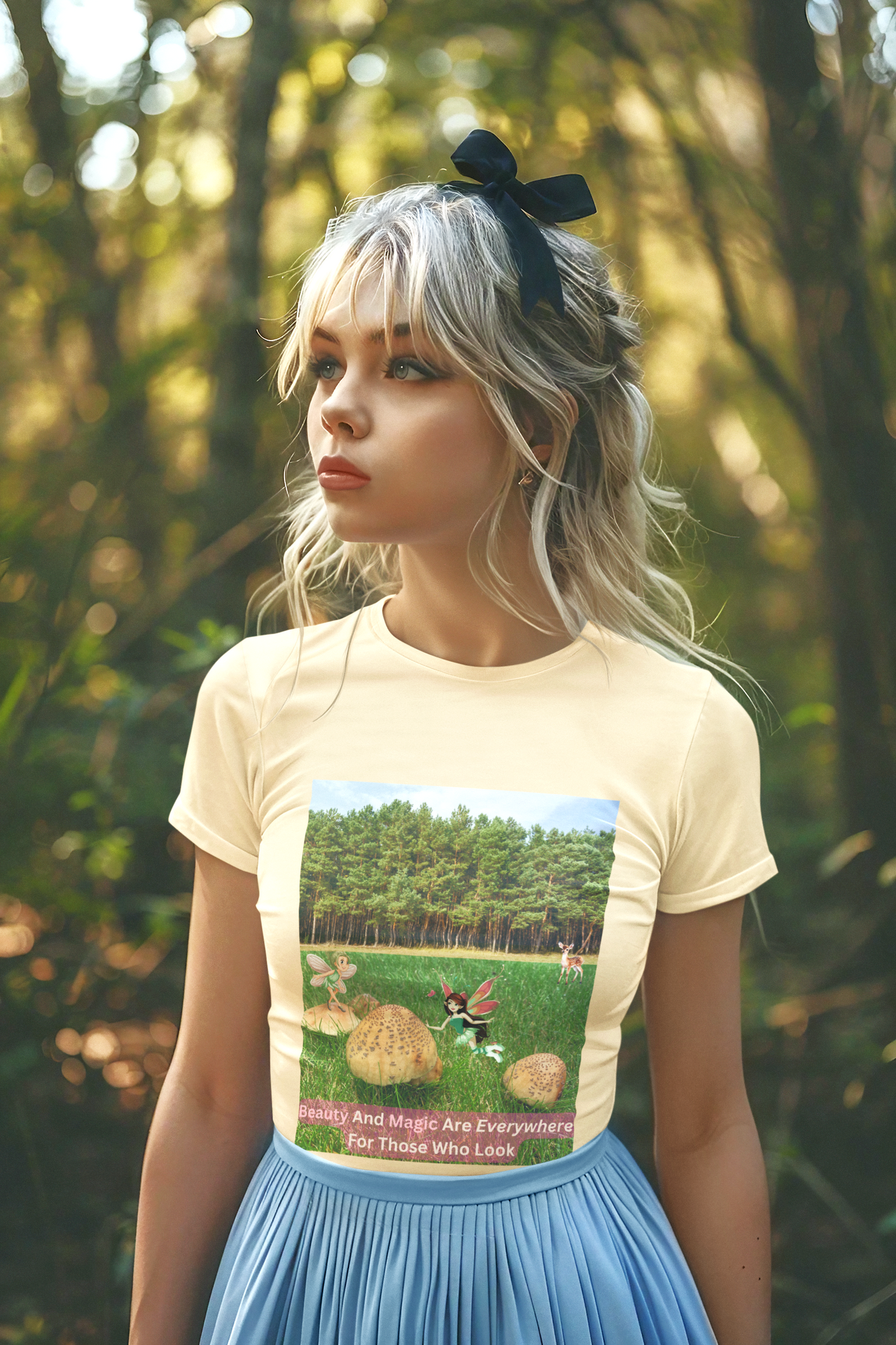 T-Shirt - Whimsical Forest Fairies And Inspirational Quote