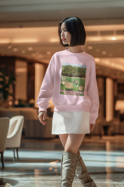 Whimsical Forest Fairies With Inspirational Quote - Crewneck Sweatshirt