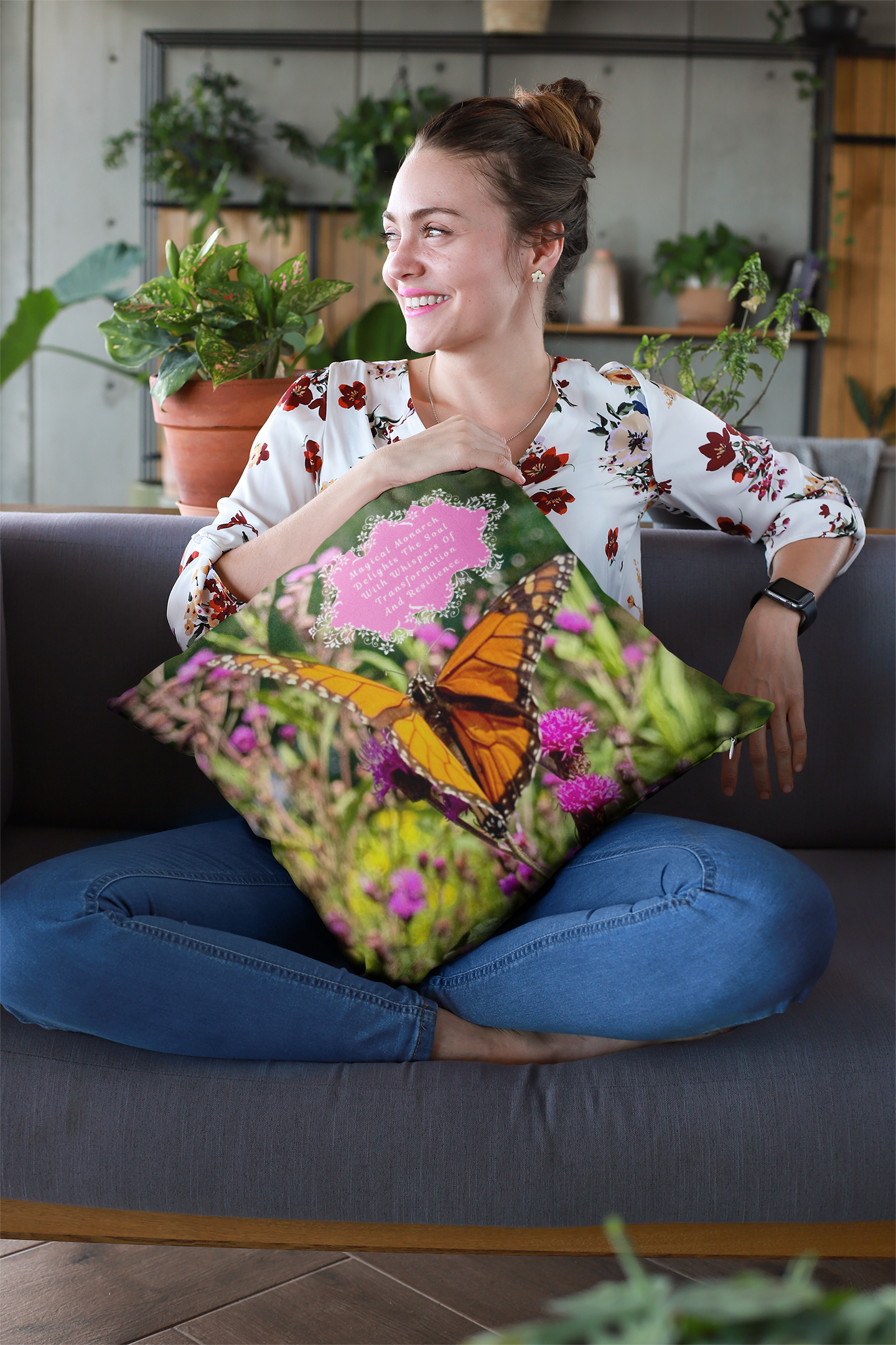 Pillow- Monarch Butterfly Symbolizing Transformation