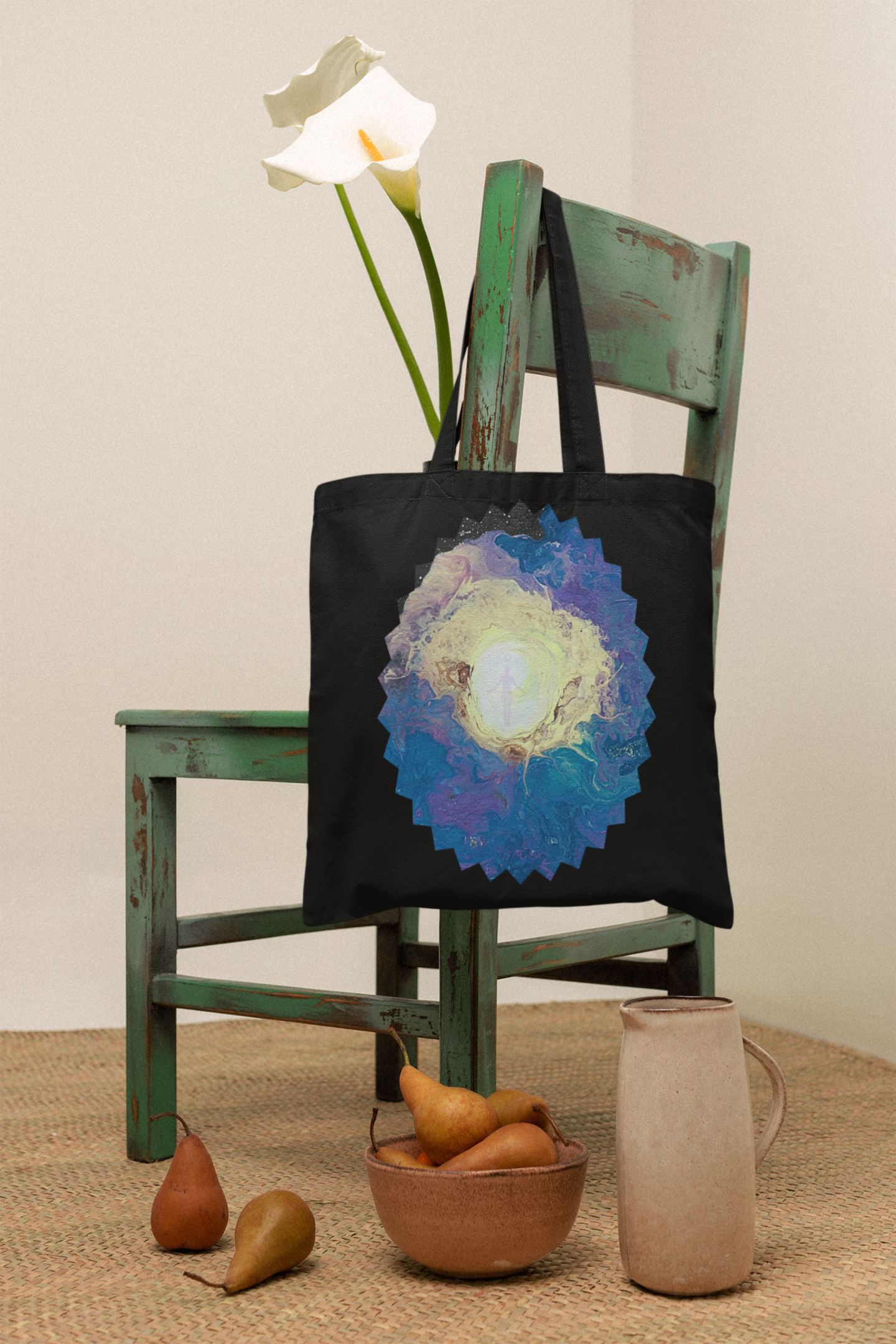 Tote Bag With Outer Space & Stars Painting