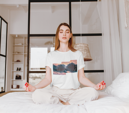 Unisex Short Sleeve Tee- Stormy Sky, Two Hearts And Sun Design