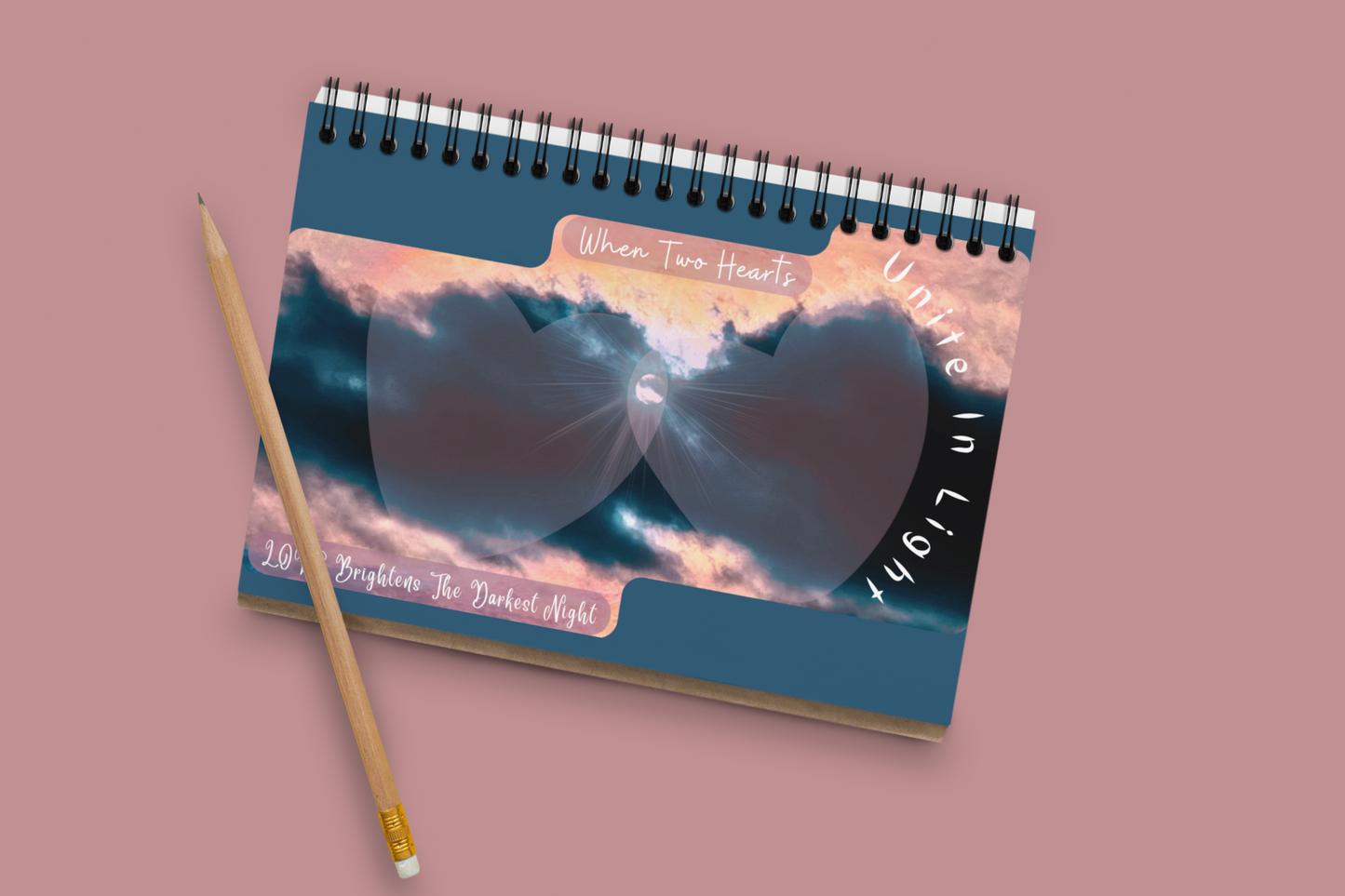"When Two Hearts Unite in Light" Spiral Ruled Journal