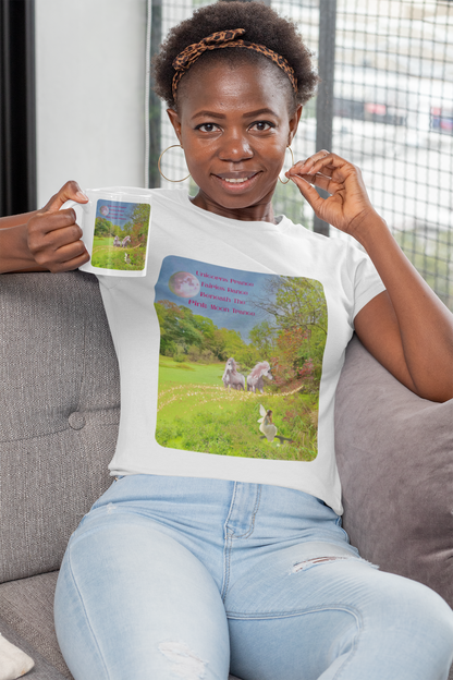 Unisex Short Sleeve Tee-Whimsical Unicorn and Fairy Autumn Vibe Nature Scene