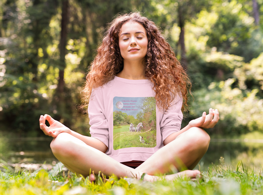 Crewneck Sweatshirt-Whimsical Unicorn and Fairy Autumn Vibe Nature Scene