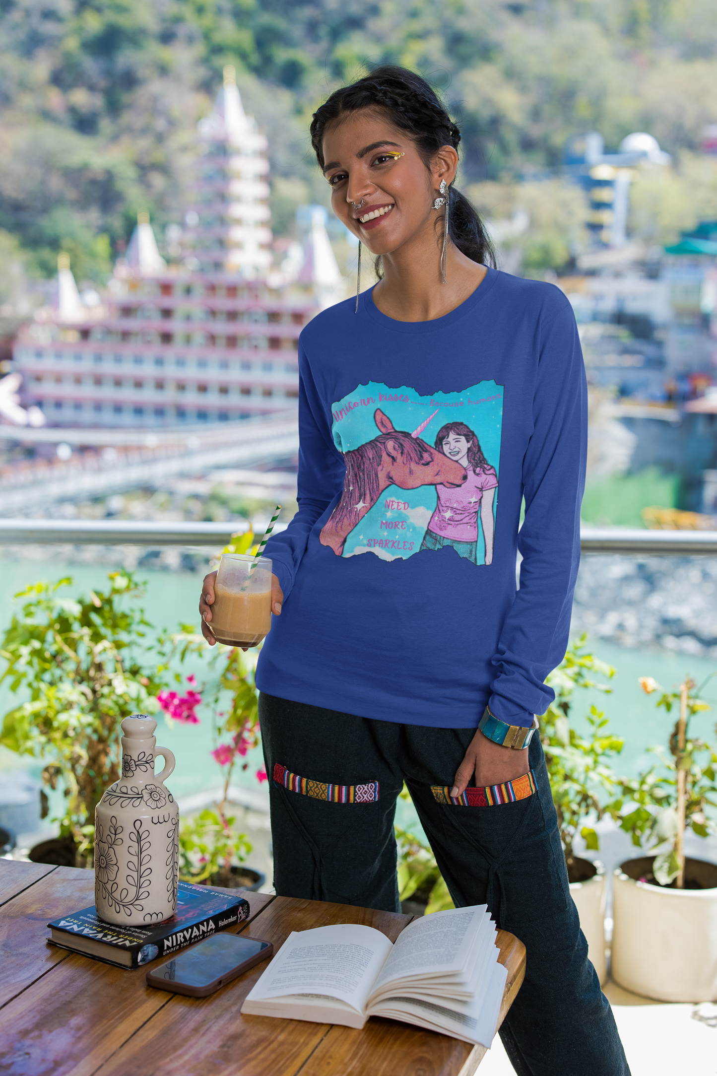 Whimsical Unicorn Kisses Long Sleeve Tee