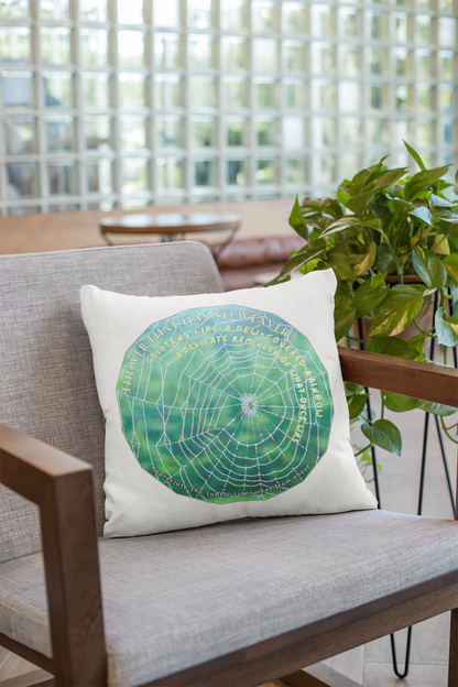 Nature Poetry Square Pillow - Glistening Web Theme