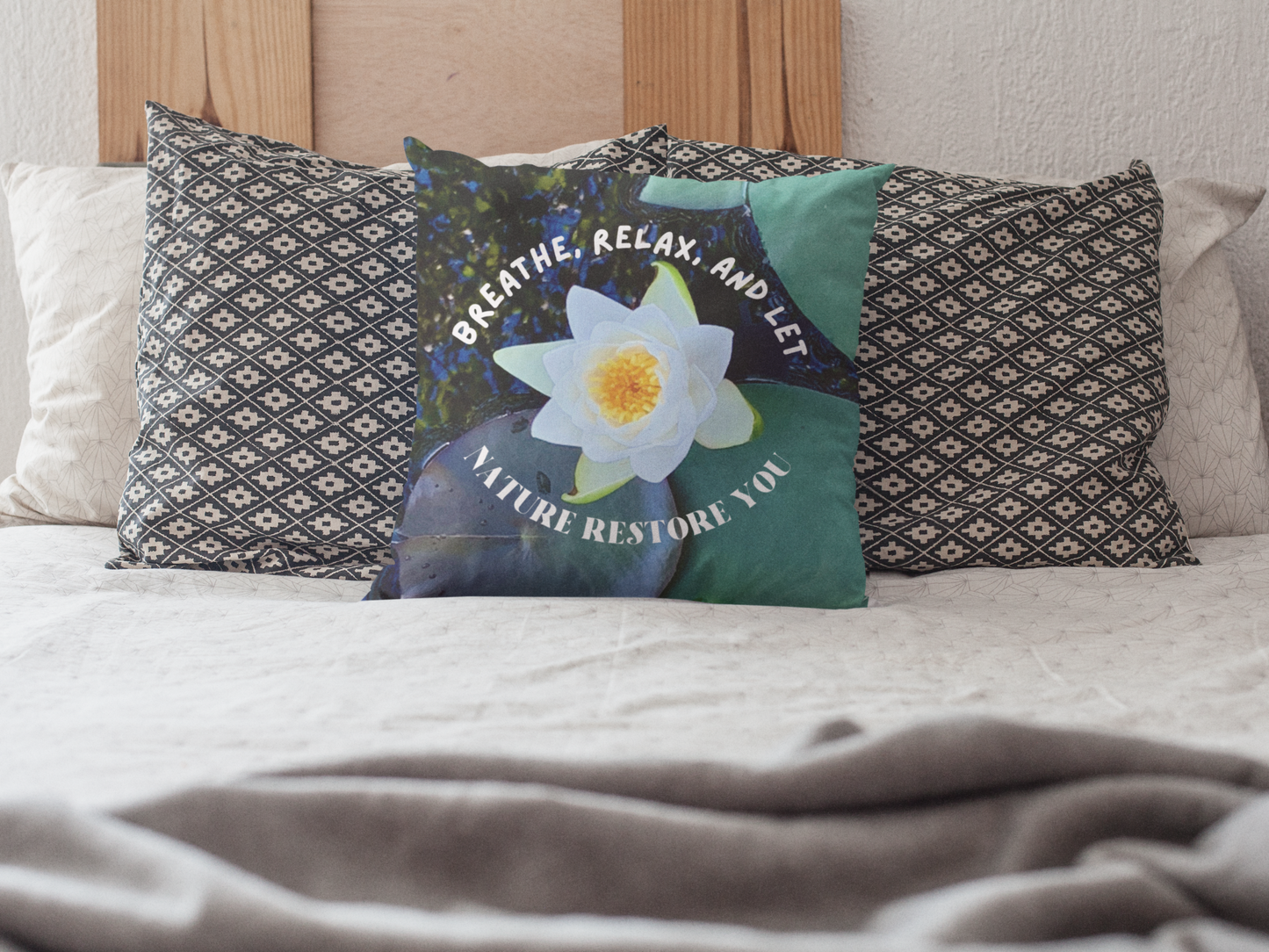 Spun Polyester Square Pillow-Breathe, Relax, Let Nature Restore You