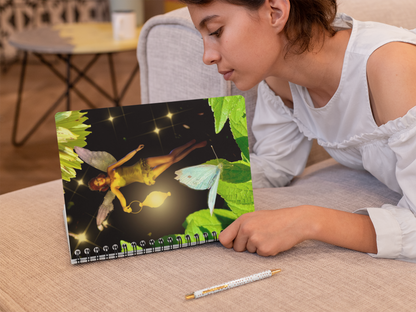 Fairy And Blue Butterfly In A Flower Garden- Notebook Ruled Line