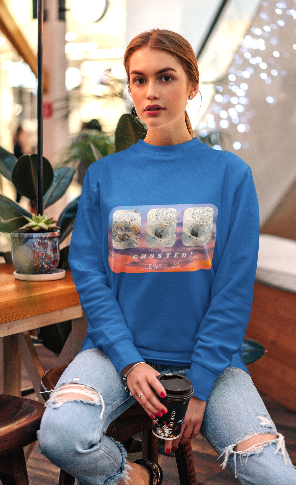 "Ghosted" Crewneck Sweatshirt - Beachy and Fun Design