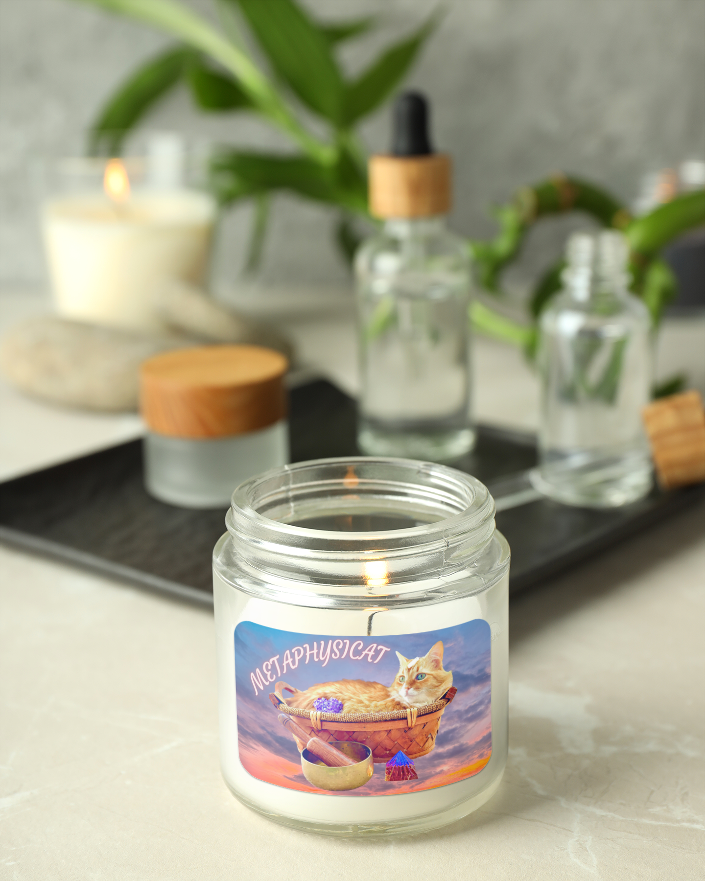 Scented Soy Candle, 9oz- Metaphysical and Whimsical Design For Cat Lovers