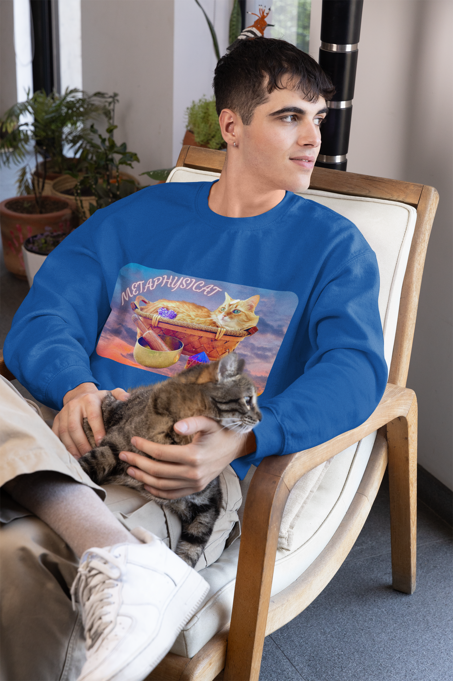 Crewneck Sweatshirt- Metaphysical and Whimsical Design For Cat Lovers