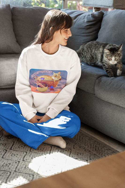 Crewneck Sweatshirt- Metaphysical and Whimsical Design For Cat Lovers