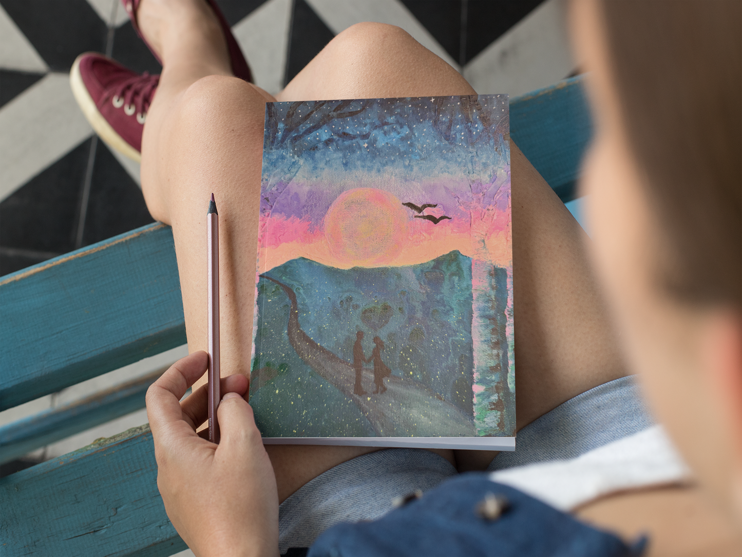 Hardcover Journal Matte - Enchanting Moonlit Couple Design