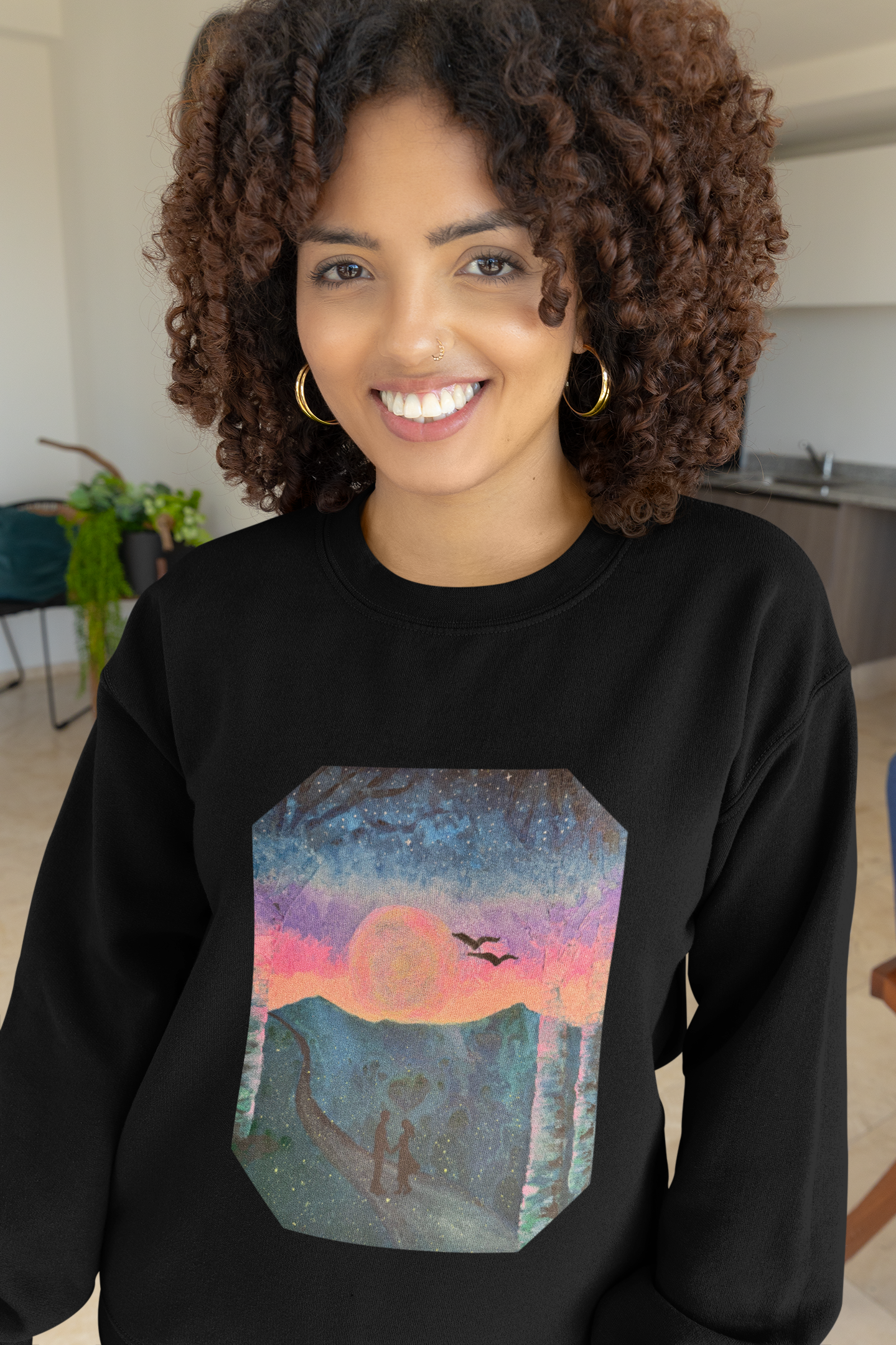 Lovers On Moonlit Path - Crewneck Sweatshirt