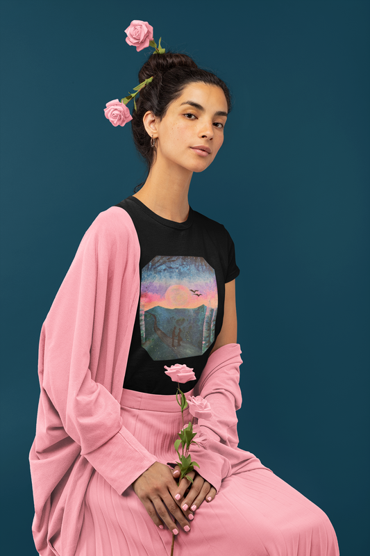 Enchanting Couple On Moonlit Path -Tee Shirt