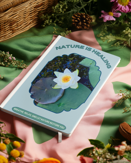 Hardcover Journal Matte - Water Lily Design for Nature Lovers and Self-Care - Relaxation, Positivity, Mindfulness