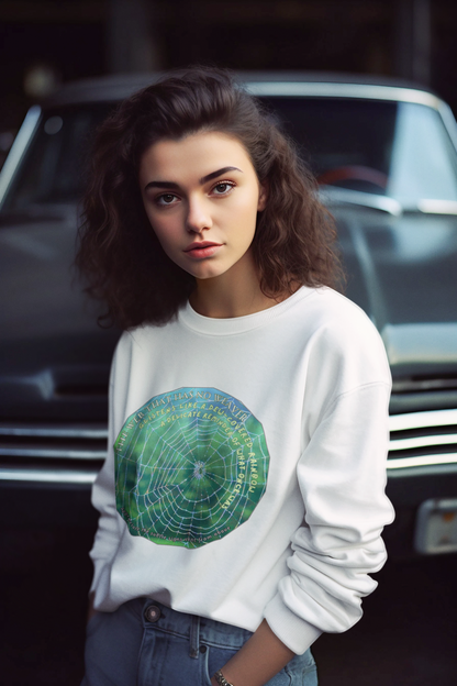 Nature Theme Unisex Heavy Blend™ Crewneck Sweatshirt - Glistening Web With Poetry