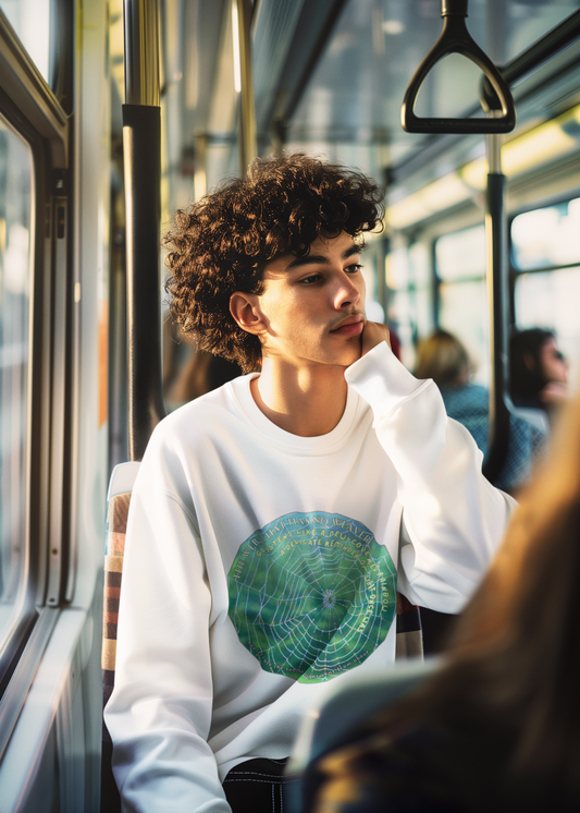 Nature Theme Unisex Heavy Blend™ Crewneck Sweatshirt - Glistening Web With Poetry