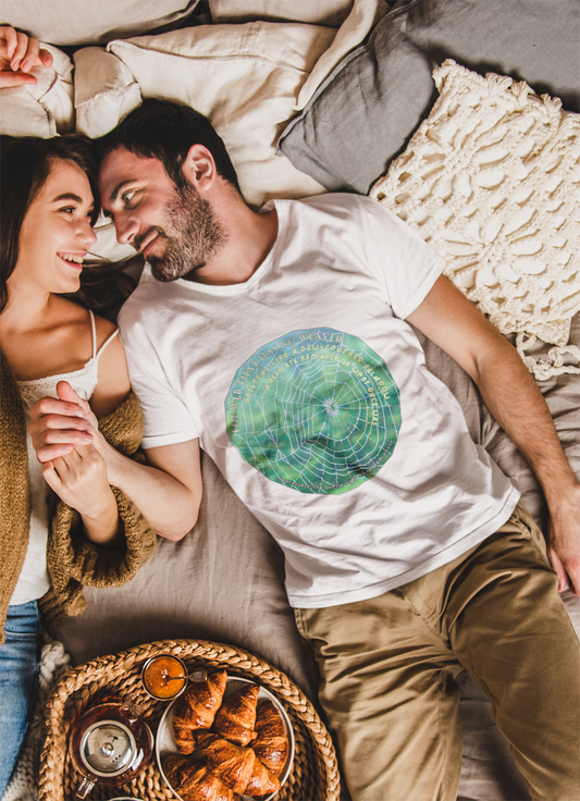 Nature Theme Unisex T-Shirt - Glistening Web With Poetry