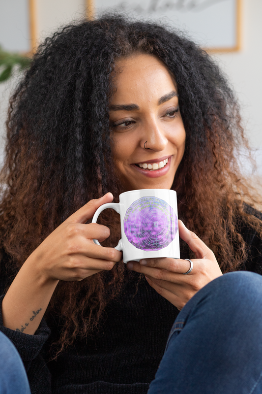 Nature-Themed Mug Featuring A Glistening Web And Poetry