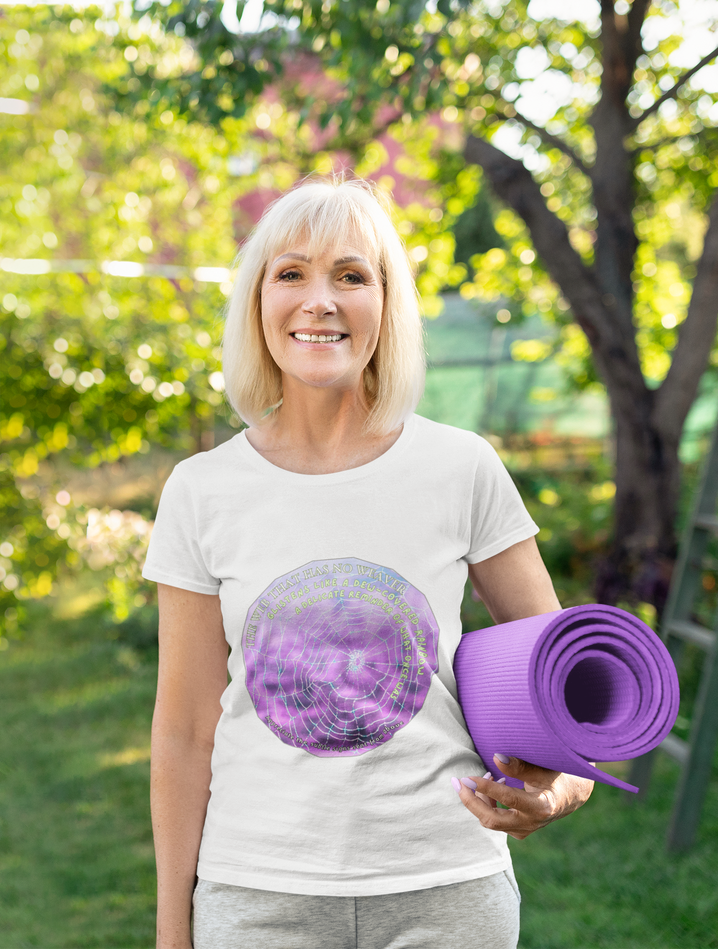 Nature Theme Unisex T-Shirt - Glistening Web With Poetry